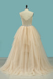 Spaghetti Straps Wedding Dresses A Line Tulle & Lace With