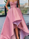 A-Line/Princess Satin Ruffles Sweetheart Sleeveless Asymmetrical Dresses TPP0001780