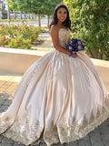 Ball Gown Beading Sweetheart Sweep/Brush Train Satin Sleeveless Dresses TPP0001755