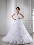 Ball Gown Beading One-shoulder Sweetheart Sleeveless Long Organza Wedding Dresses TPP0006755