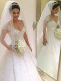 Ball Gown Sleeveless V-neck Beading Floor-Length Tulle Wedding Dresses TPP0005929