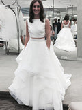 A-Line/Princess Bateau Sleeveless Chiffon Court Train Wedding Dresses TPP0006740