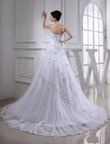 A-Line/Princess Beading Long Sleeveless Strapless Tulle Taffeta Wedding Dresses TPP0006716