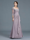 Sheath/Column 3/4 Sleeves Sweetheart Ruffles Chiffon Floor-Length Mother of the Bride Dresses TPP0007059