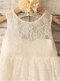 A-line/Princess Scoop Sleeveless Ankle-Length Lace Flower Girl Dresses TPP0007472