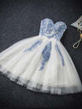Elegant Sweetheart Tulle Appliques Short Mini A-Line Sweet 16 Dress
